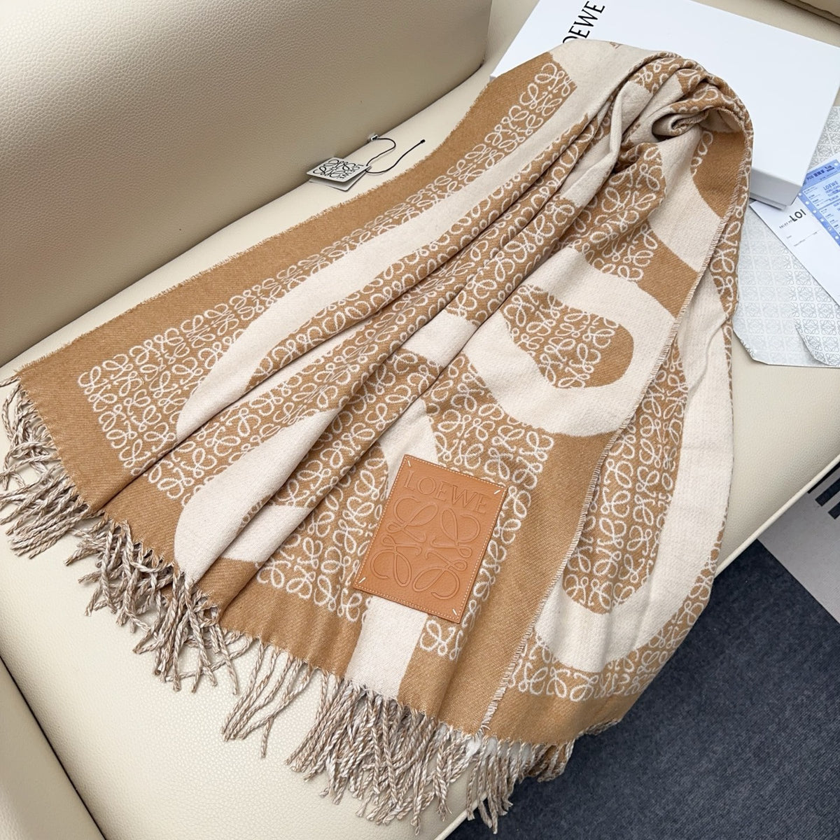 two-tone genuine leather floral Shawl for women - alternate angle view 8