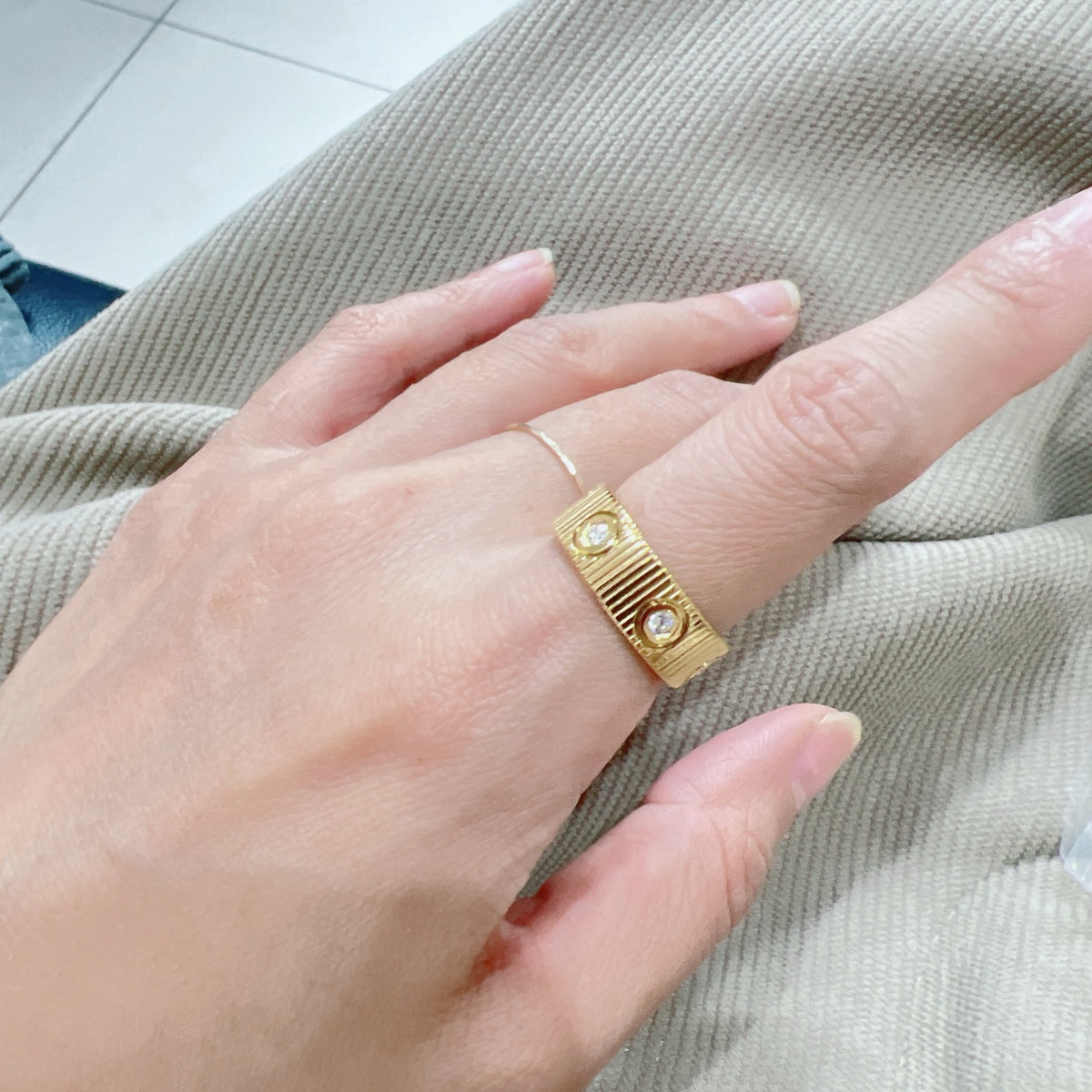 gold crystal Ring for women - alternate angle view 2