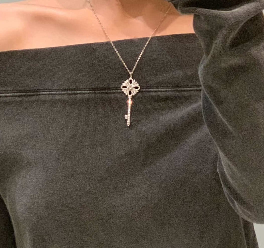 gold crystal floral Necklace for women - alternate angle view 6