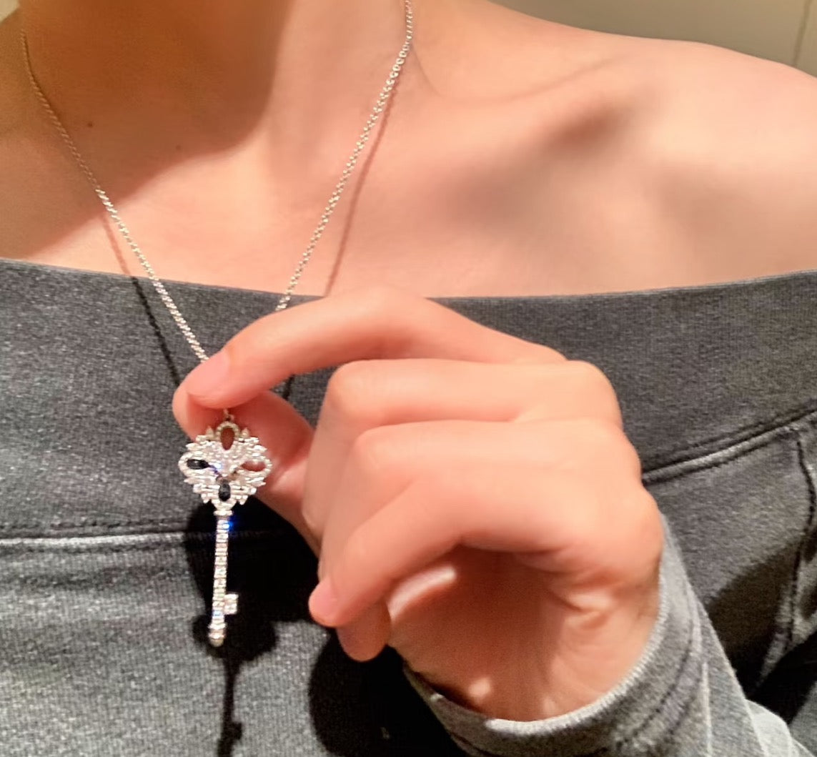 gold crystal floral Necklace for women - alternate angle view 5