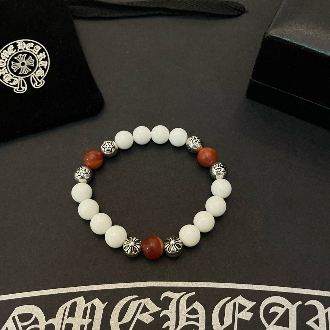 antique stone cross Bracelet for men - alternate angle view 2