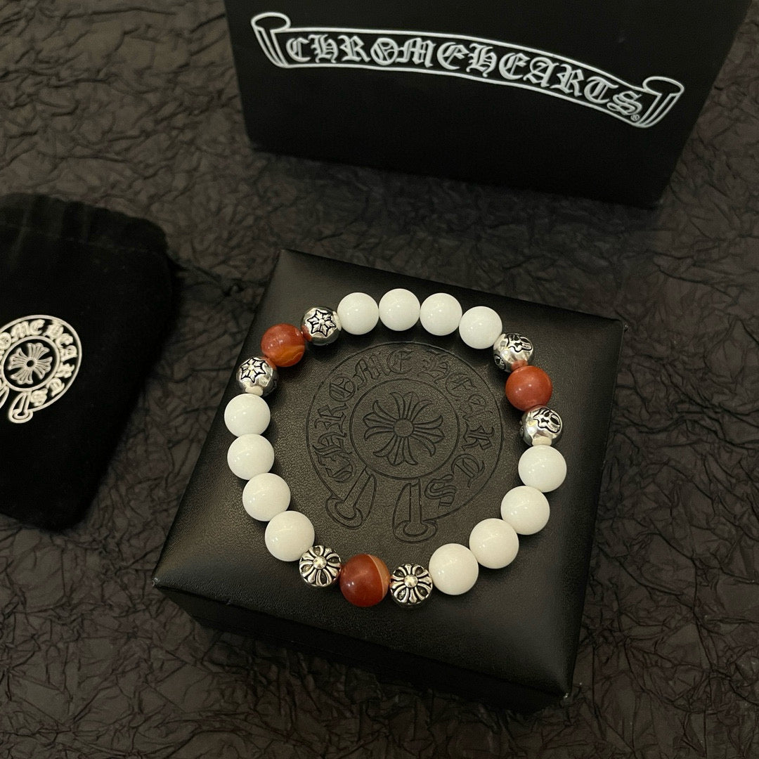 antique stone cross Bracelet for men - alternate angle view 3