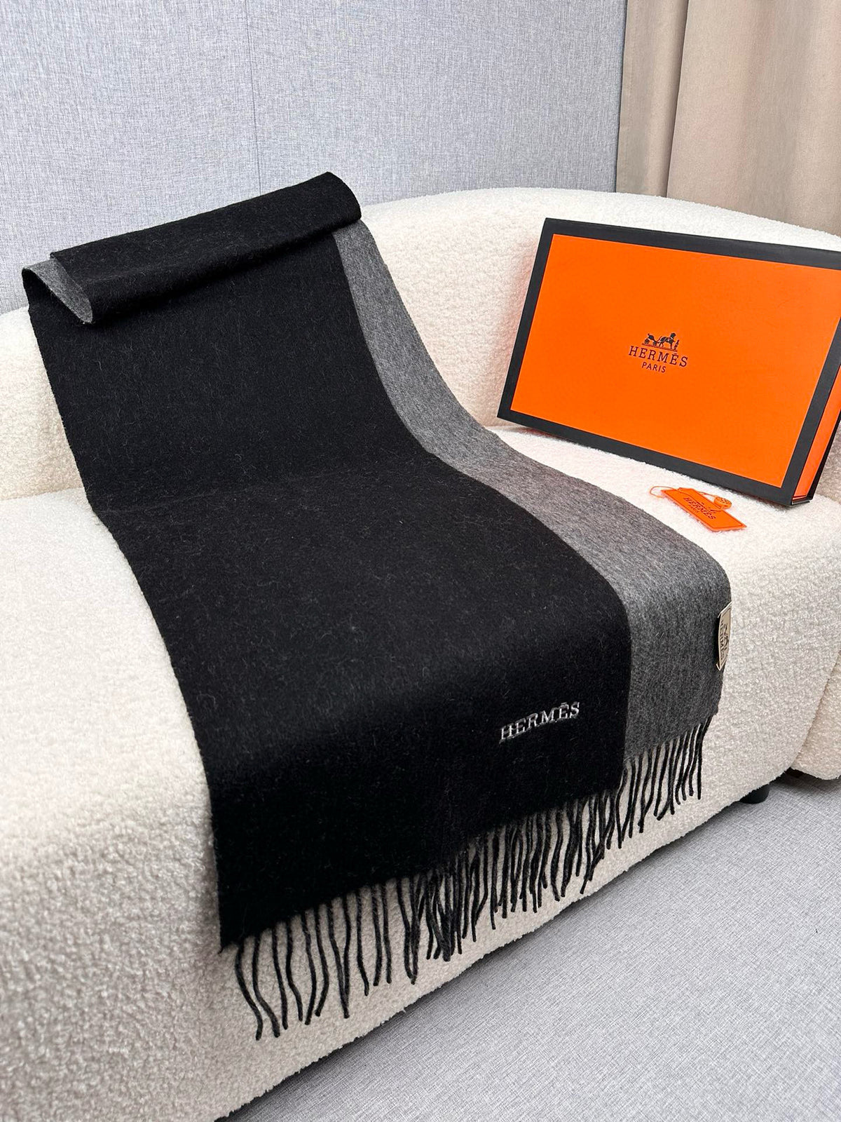 two-tone velvet elegant Scarf for women - alternate angle view 5