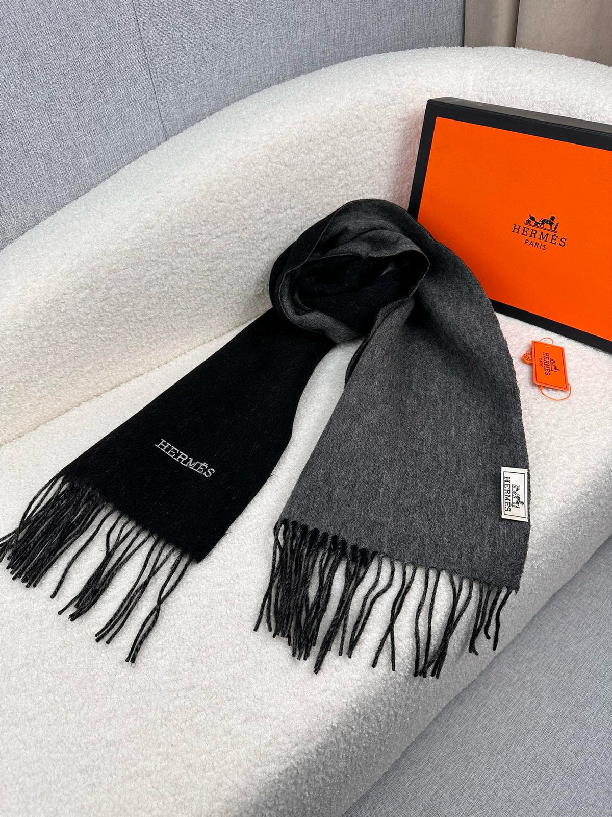 two-tone velvet elegant Scarf for women - alternate angle view 7