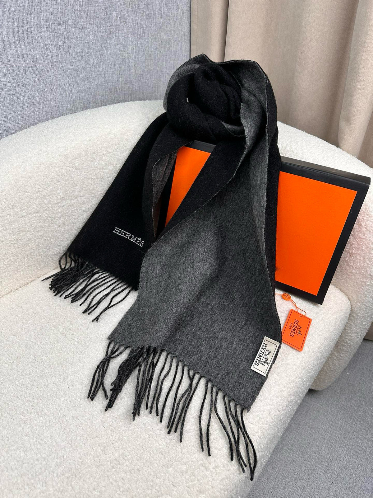 two-tone velvet elegant Scarf for women - alternate angle view 8