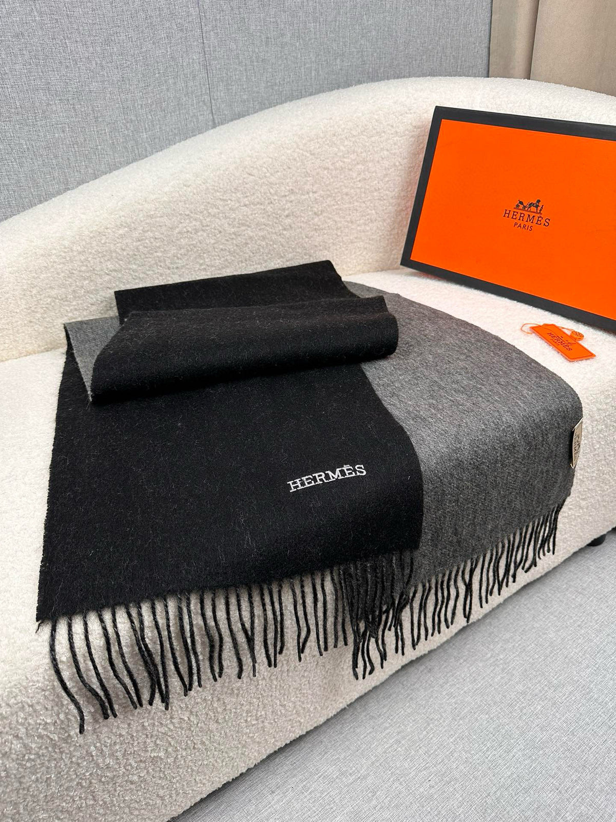 two-tone velvet elegant Scarf for women - alternate angle view 6