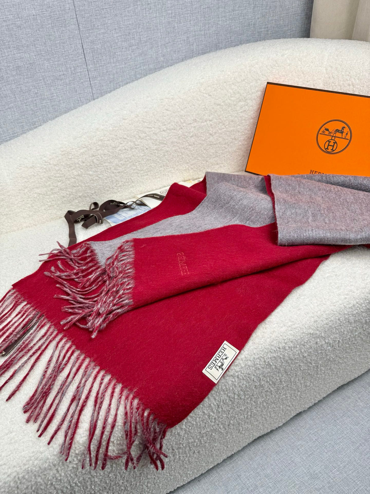 two-tone velvet elegant Scarf for women - alternate angle view 8