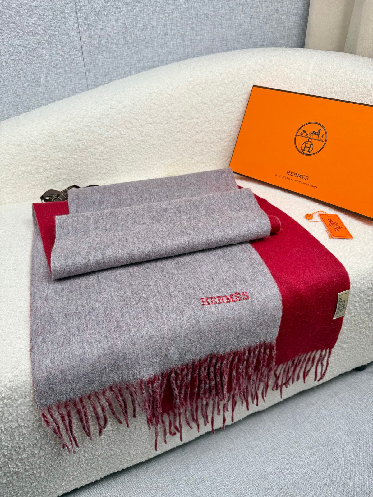 two-tone velvet elegant Scarf for women - alternate angle view 6