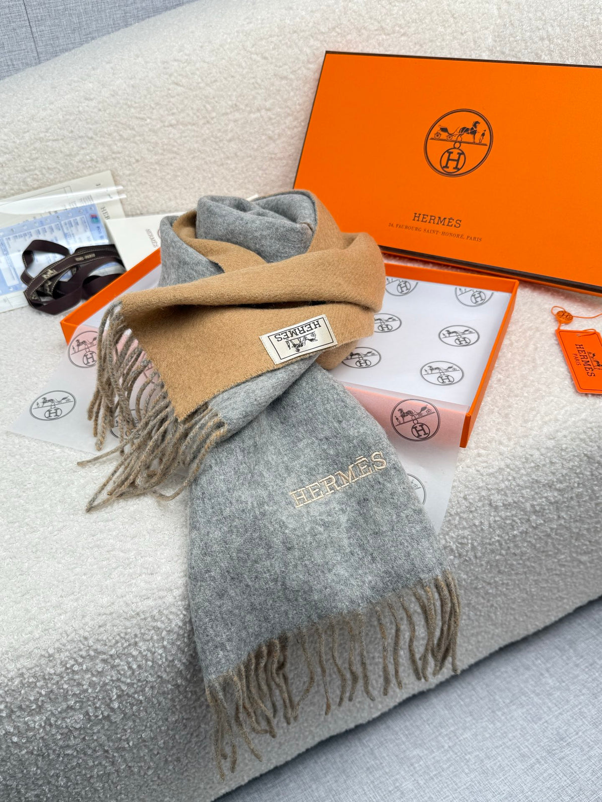 two-tone velvet elegant Scarf for women - alternate angle view 5