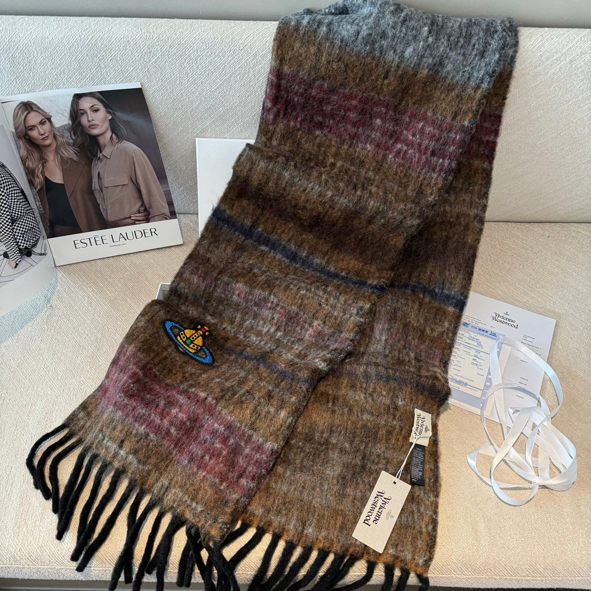 tricolor minimalist Scarf for women - alternate angle view 8