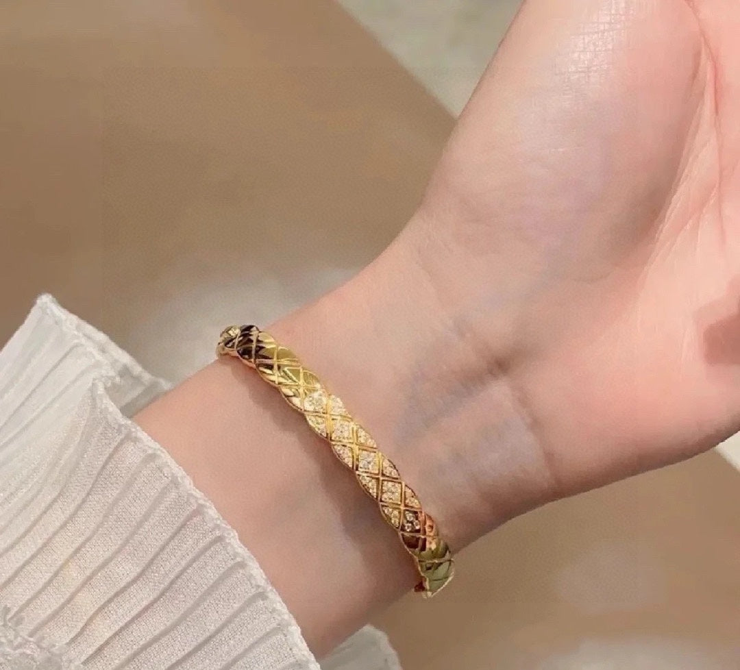 white crystal crystal inlaid Bangle for women - alternate angle view 2