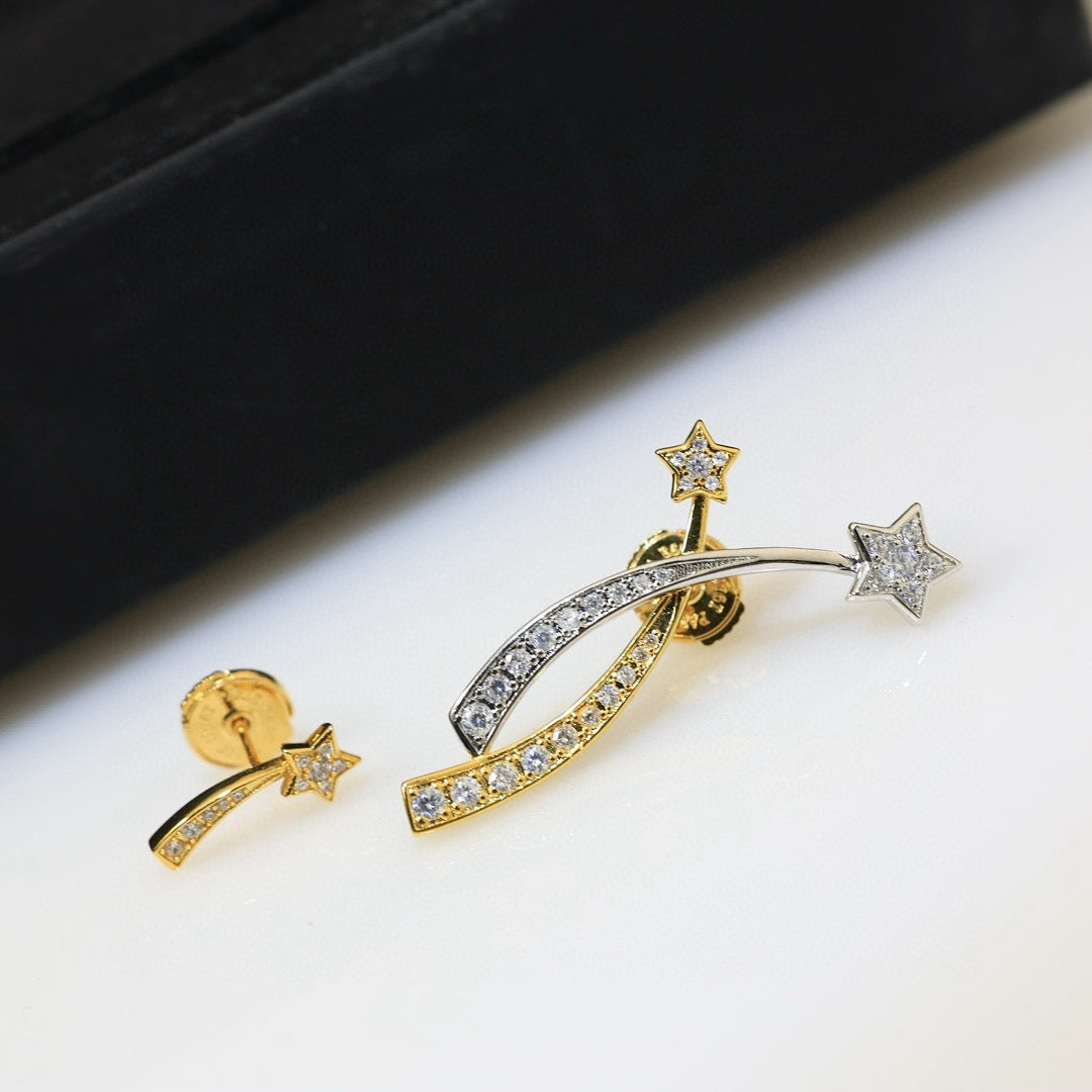 gold 925 sterling silver Stud Earrings for women - alternate angle view 2