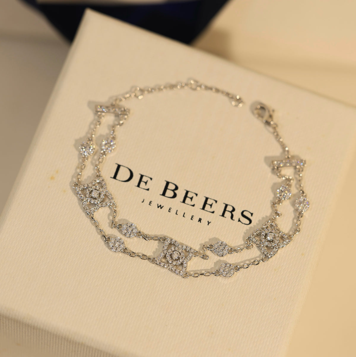 gold crystal floral Bracelet for women - product detail view