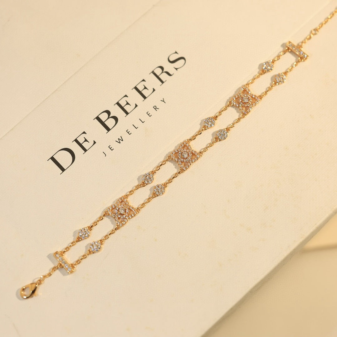gold crystal floral Bracelet for women - alternate angle view 6