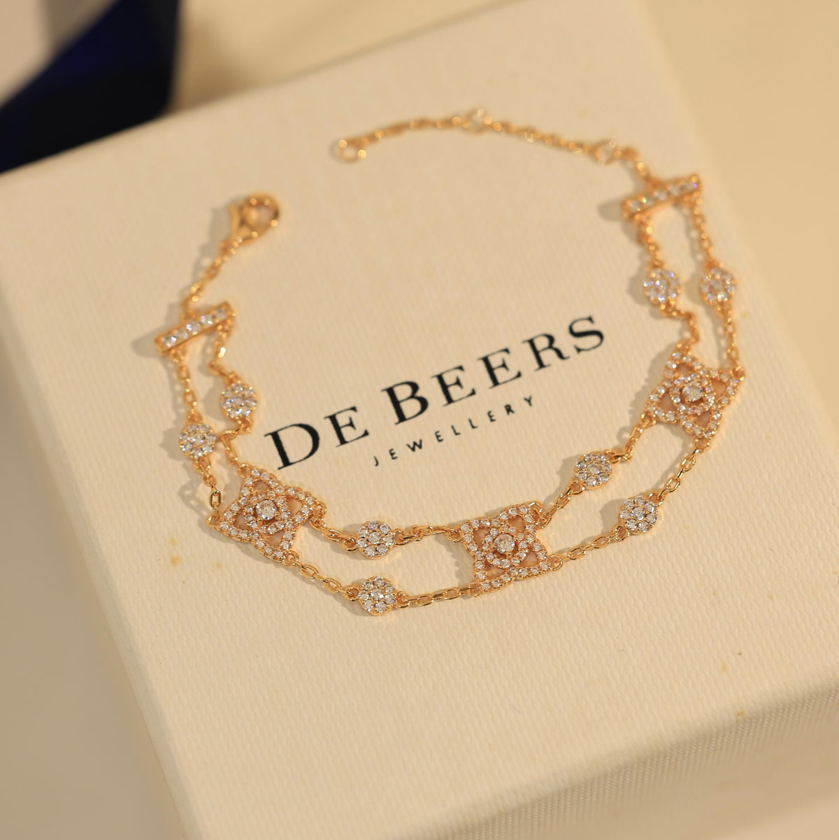 gold crystal floral Bracelet for women - alternate angle view 3