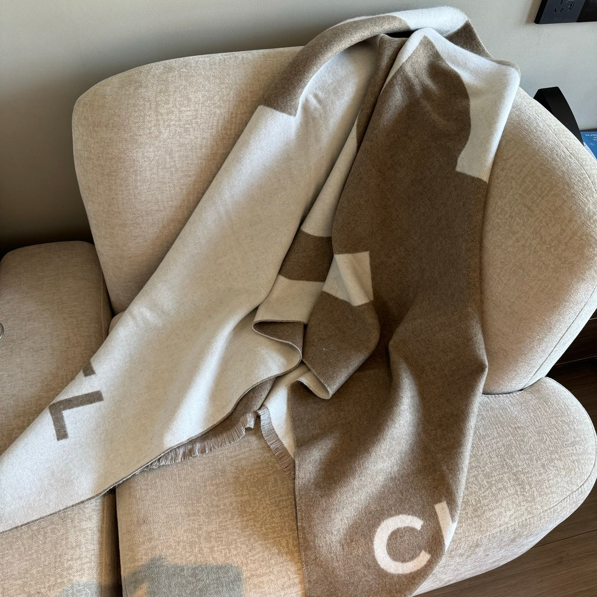 multicolor velvet double c Scarf for women - alternate angle view 6