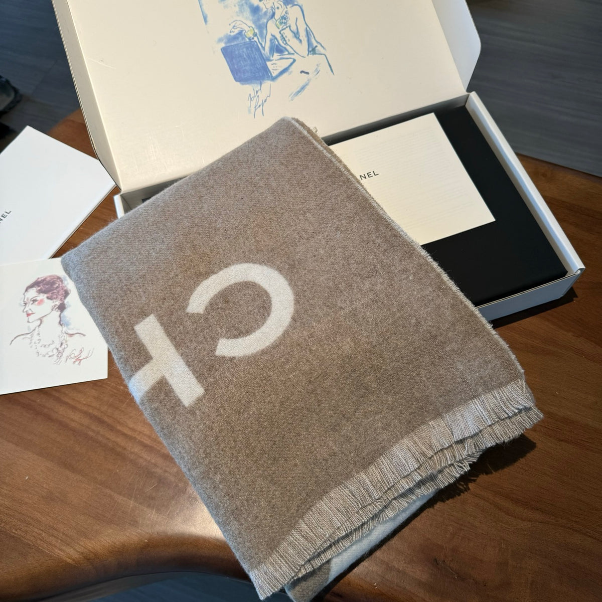 multicolor velvet double c Scarf for women - alternate angle view 2