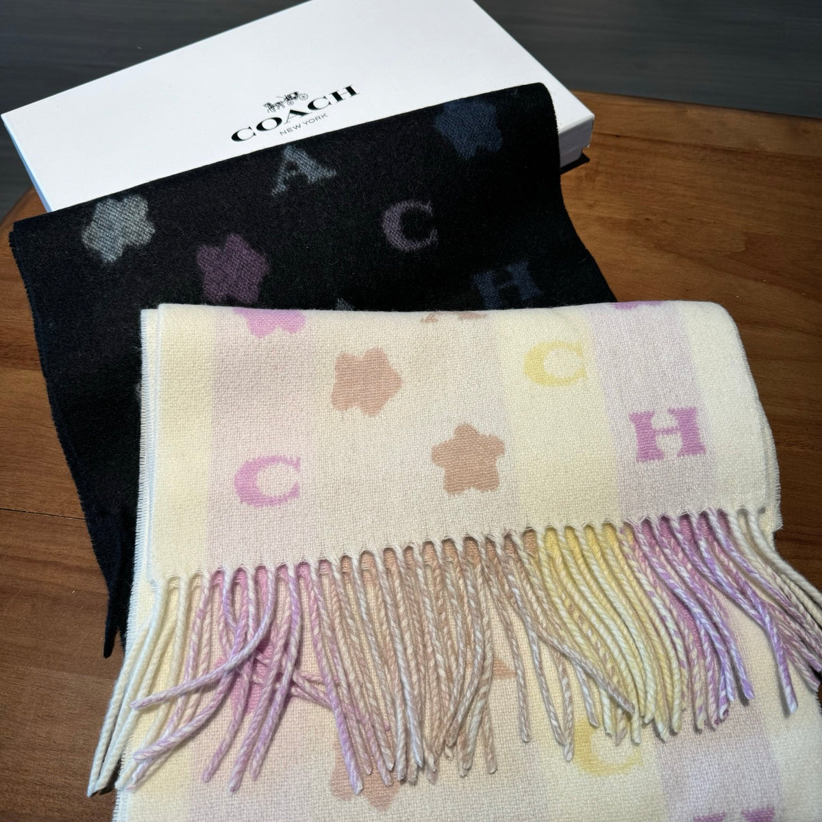 rainbow velvet floral Scarf for women - alternate angle view 3
