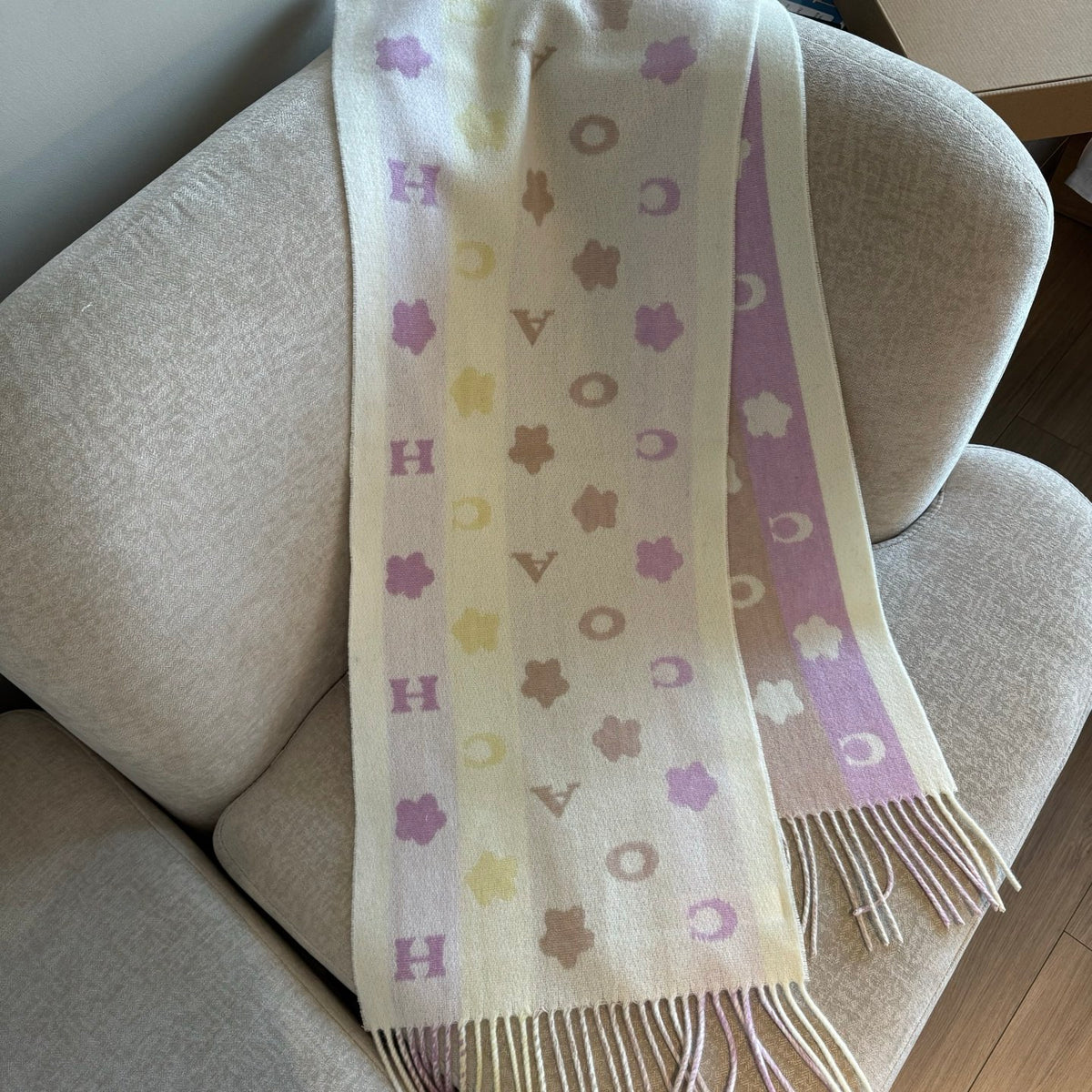 rainbow velvet floral Scarf for women - alternate angle view 9