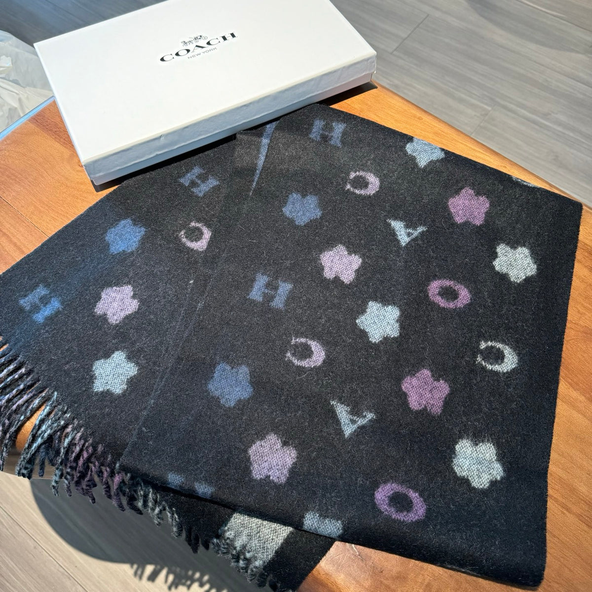 rainbow velvet floral Scarf for women - alternate angle view 8