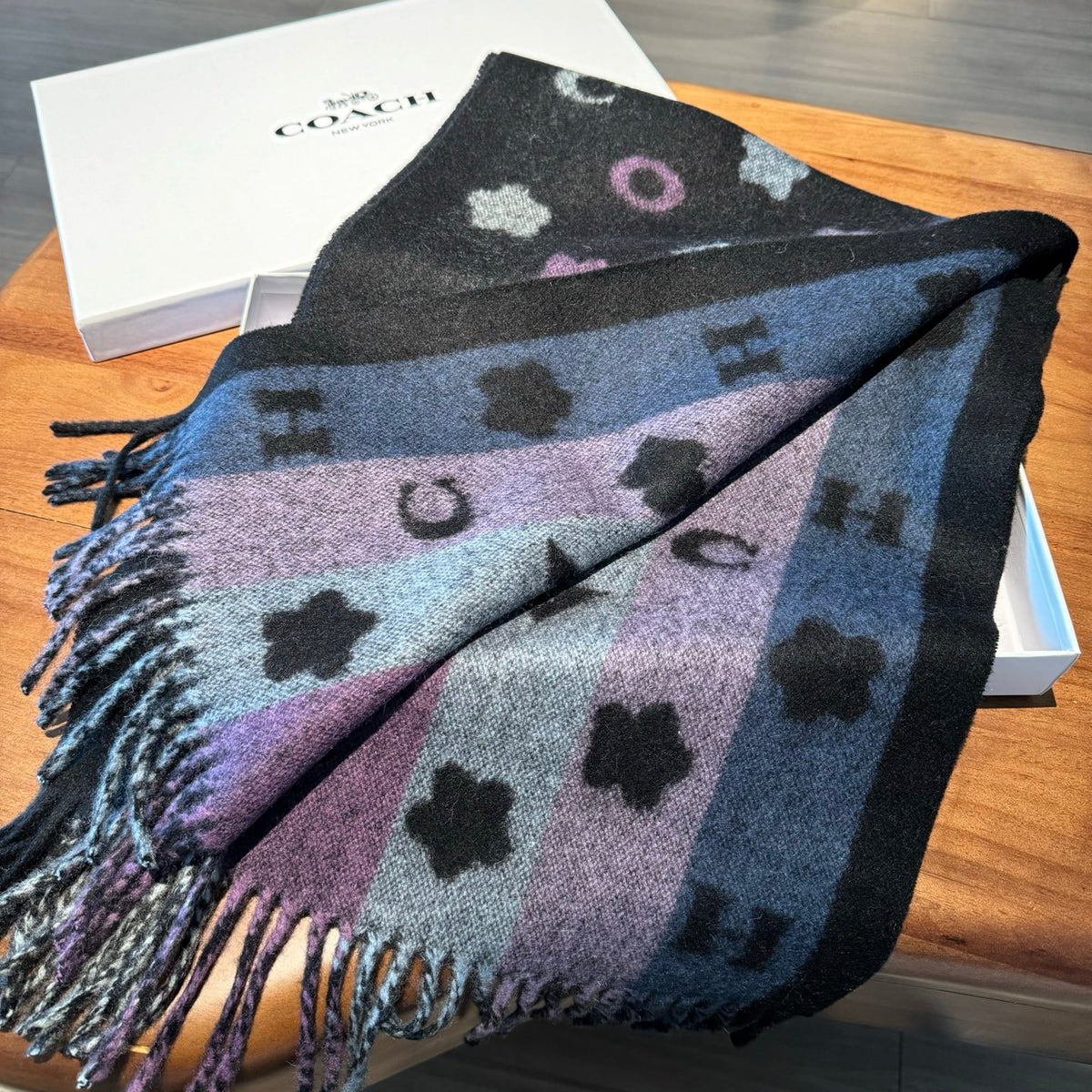 rainbow velvet floral Scarf for women - alternate angle view 6