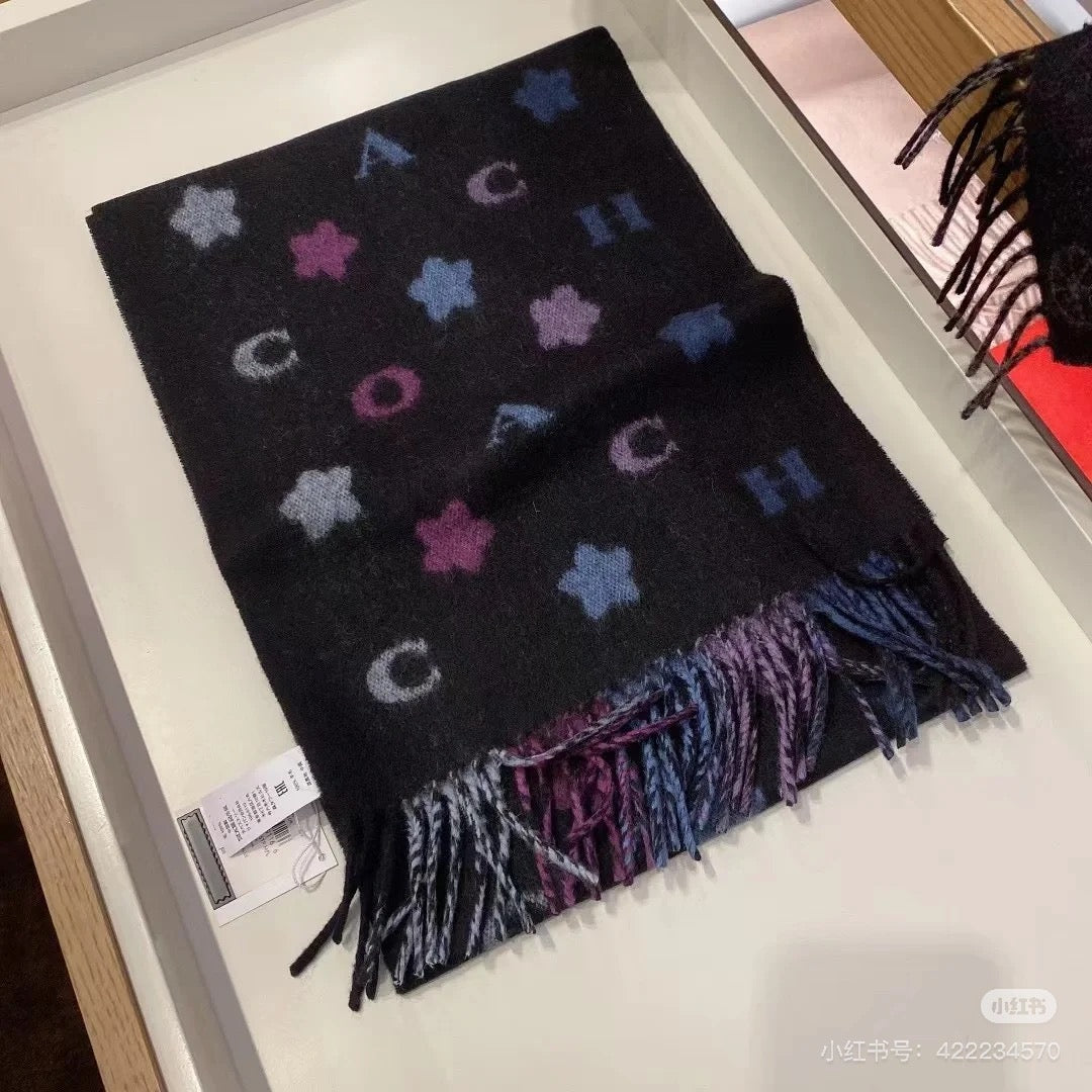 rainbow velvet floral Scarf for women - alternate angle view 2