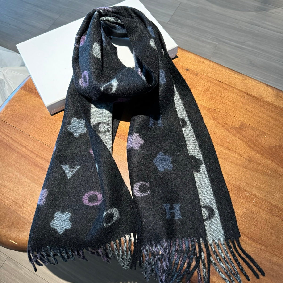 rainbow velvet floral Scarf for women - alternate angle view 9