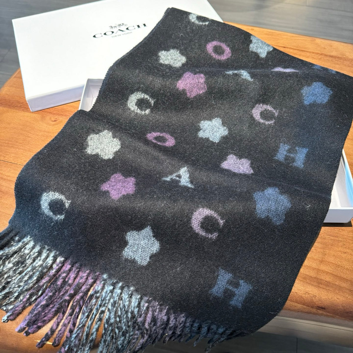 rainbow velvet floral Scarf for women - alternate angle view 5