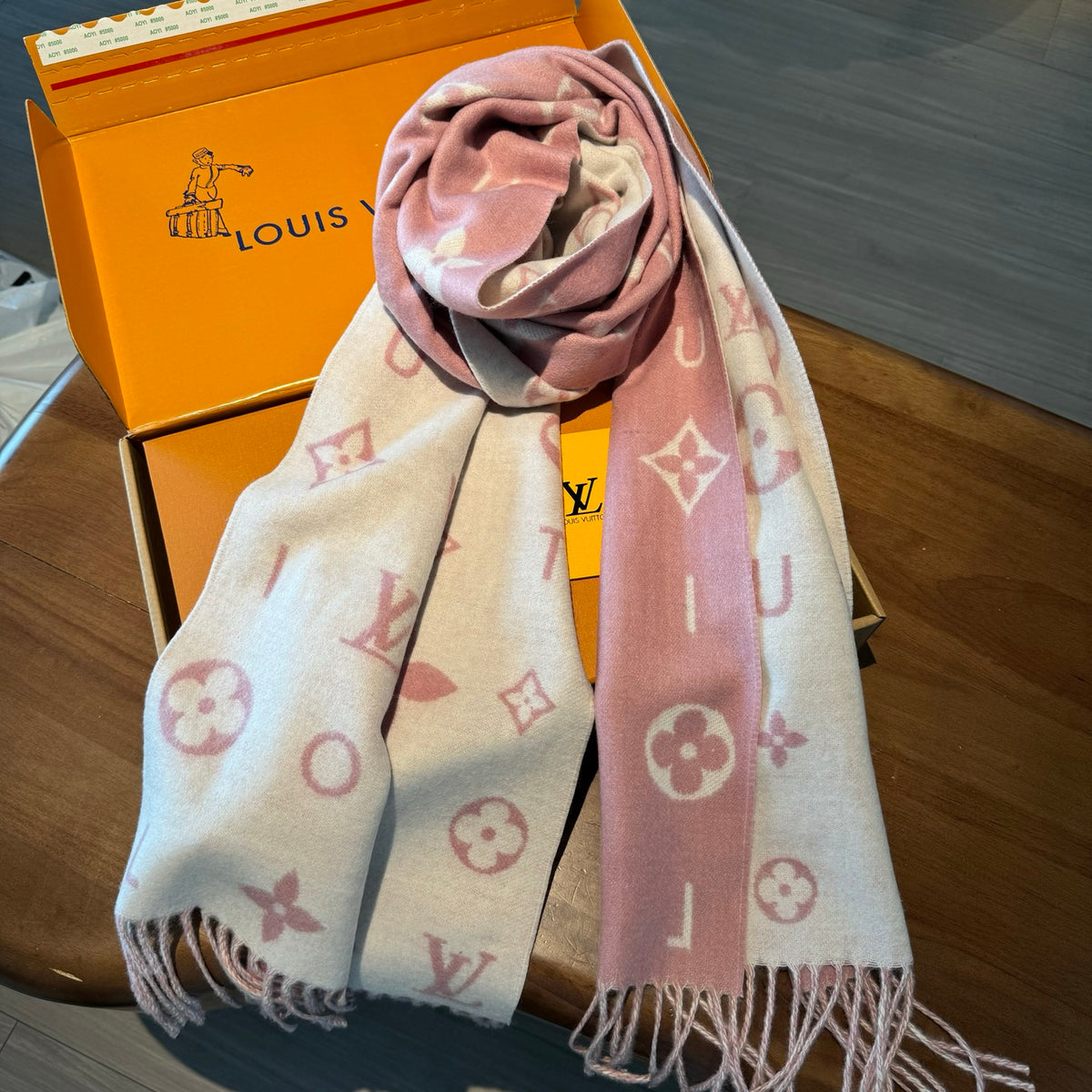 beige velvet floral Scarf for women - alternate angle view 6