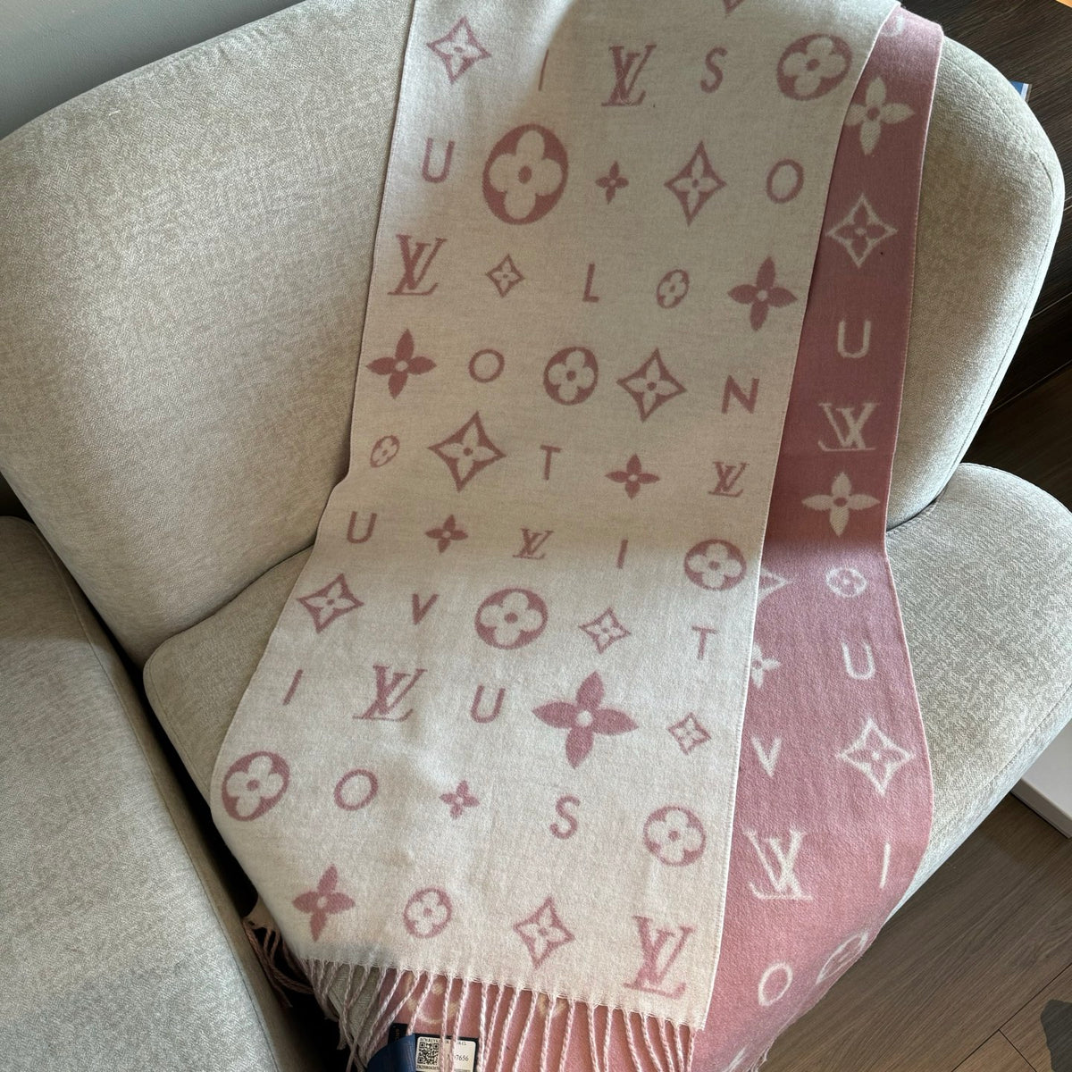 beige velvet floral Scarf for women - alternate angle view 7