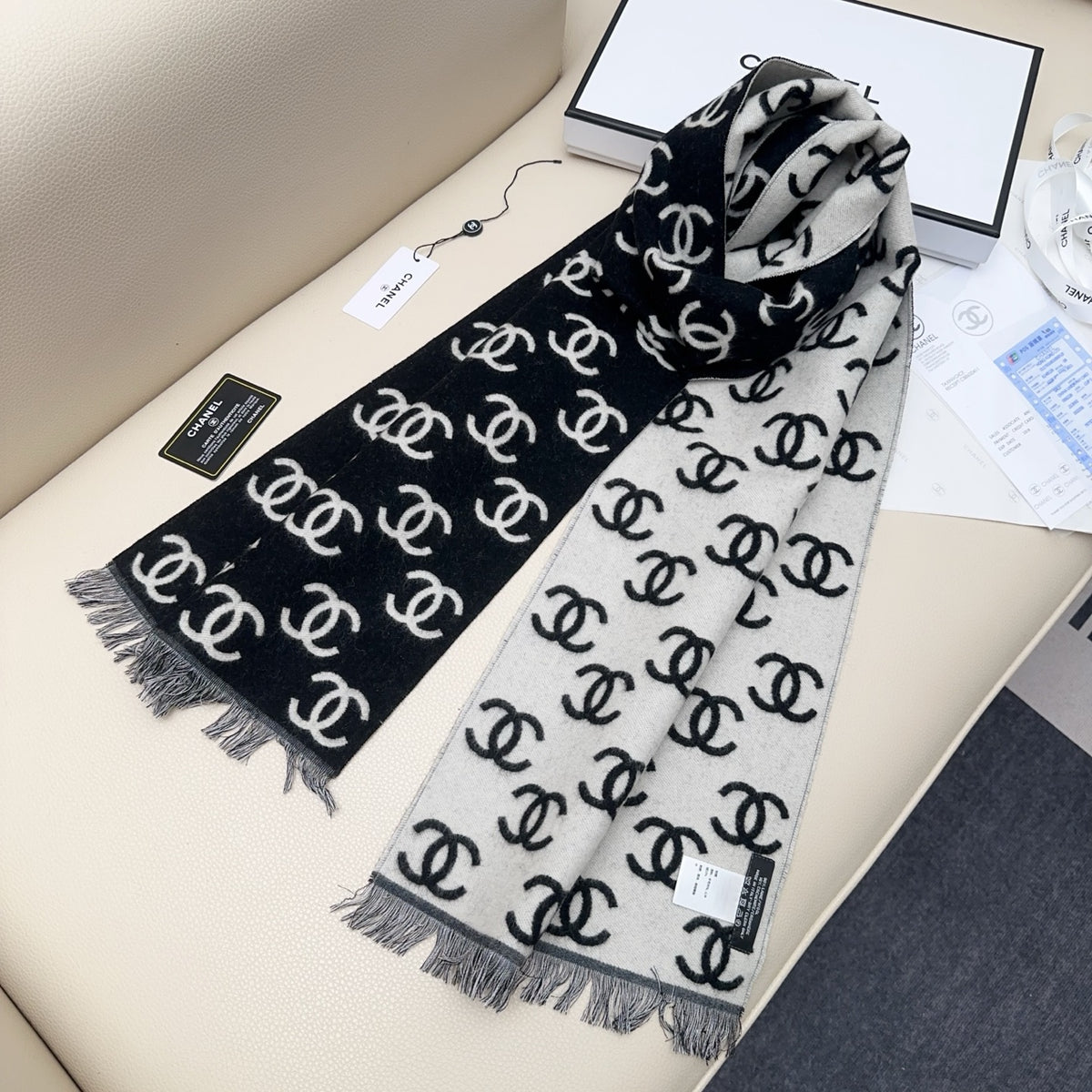 black and white velvet rose Scarf for women - alternate angle view 8