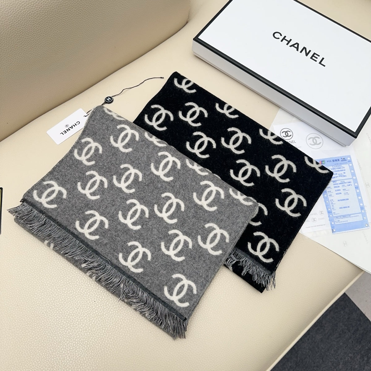 black and white velvet rose Scarf for women - alternate angle view 9