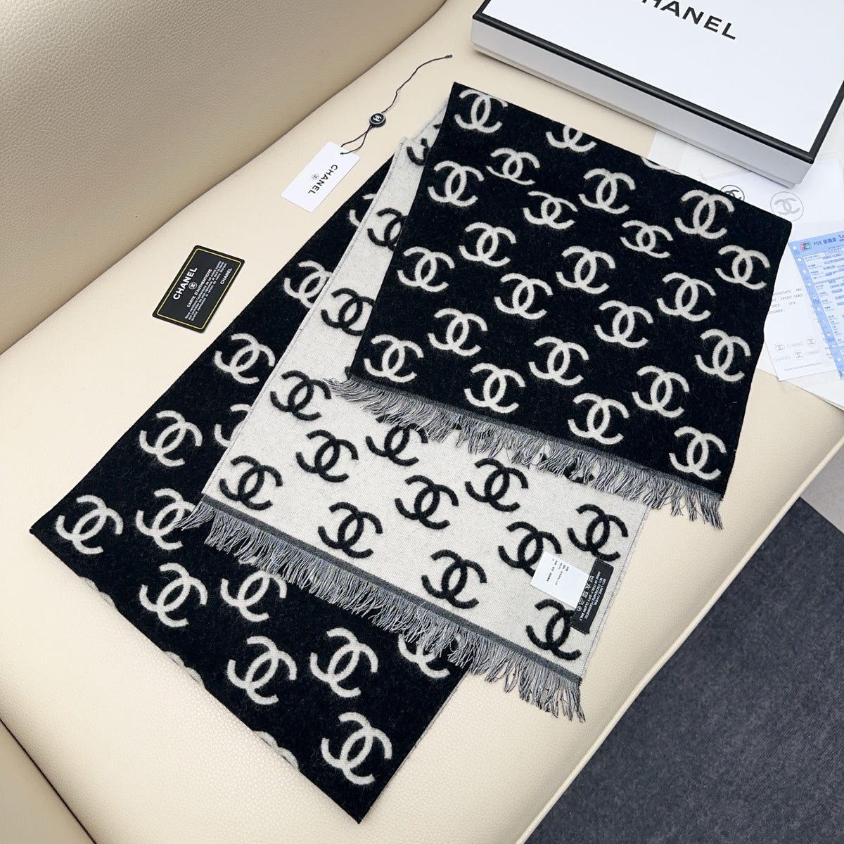 black and white velvet rose Scarf for women - alternate angle view 4