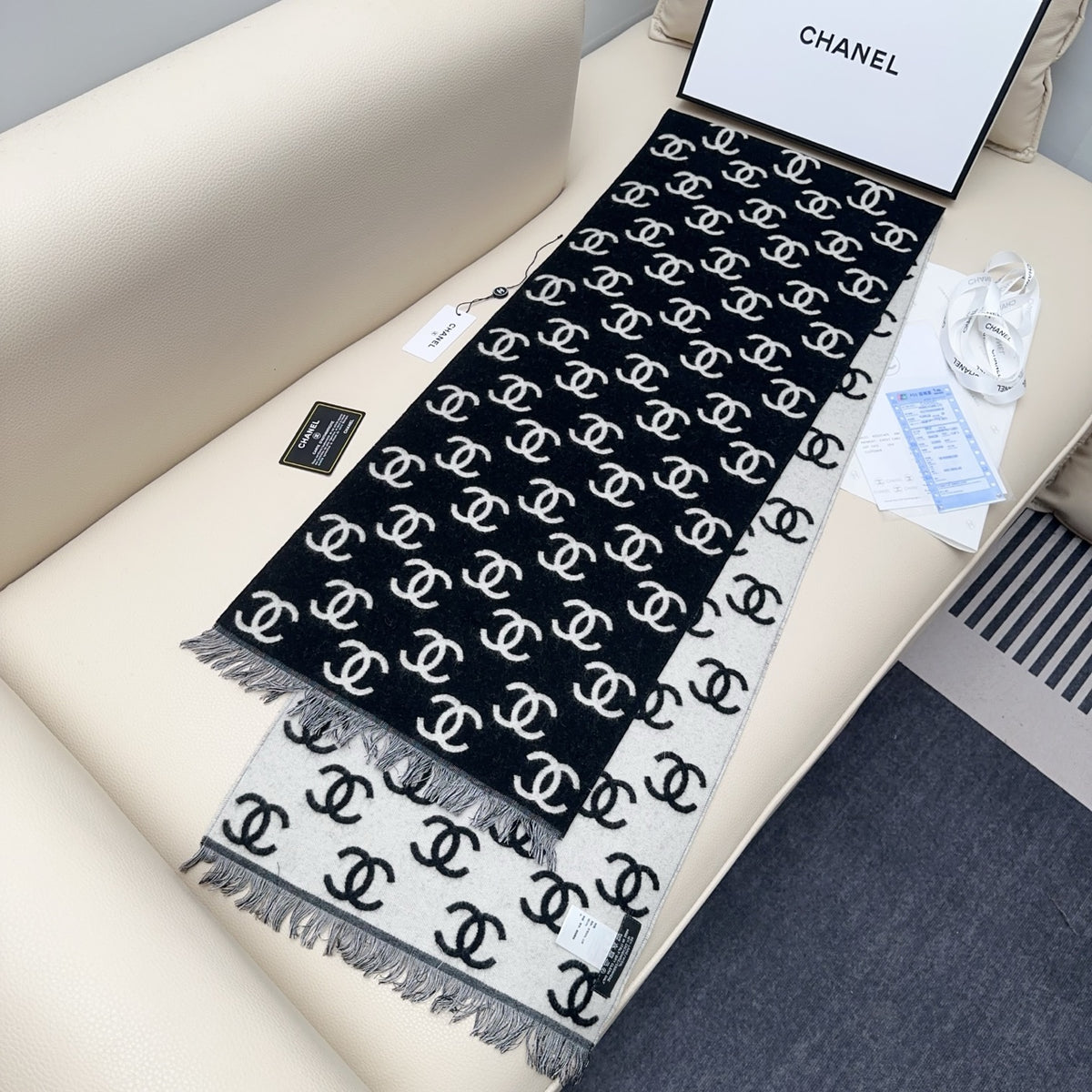 black and white velvet rose Scarf for women - alternate angle view 5