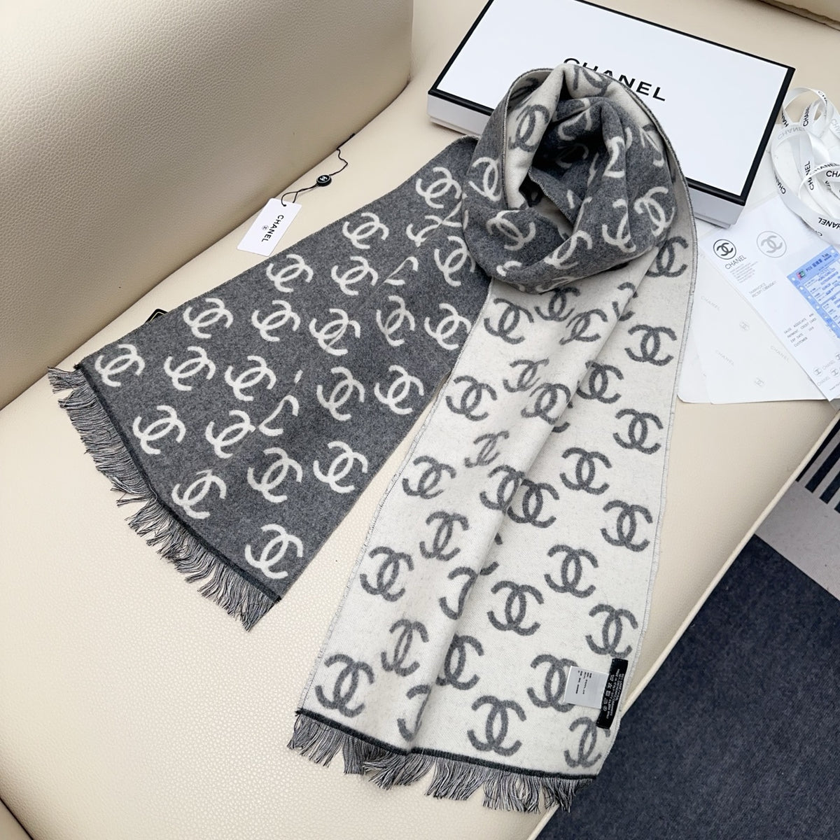 black and white velvet rose Scarf for women - alternate angle view 8