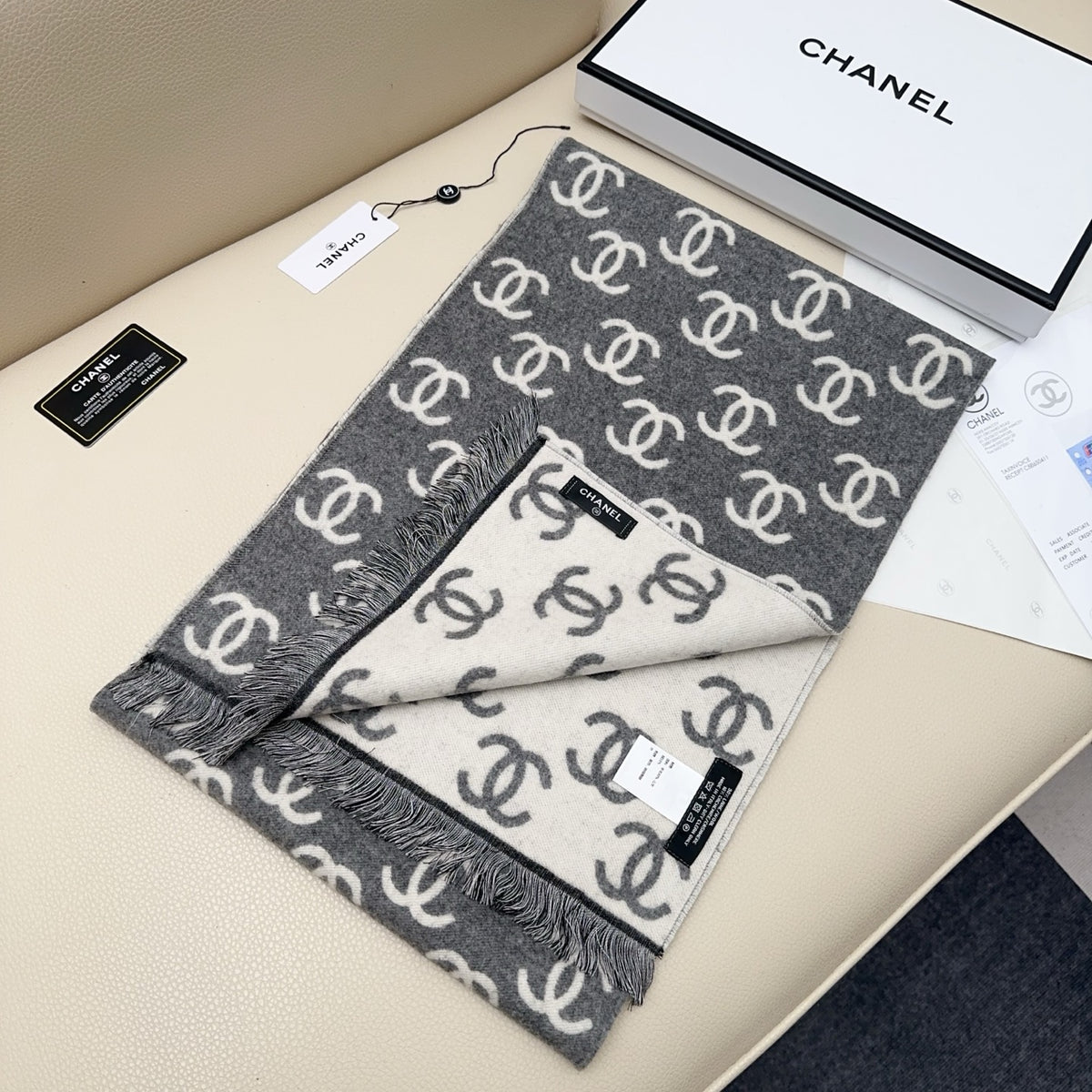 black and white velvet rose Scarf for women - alternate angle view 3