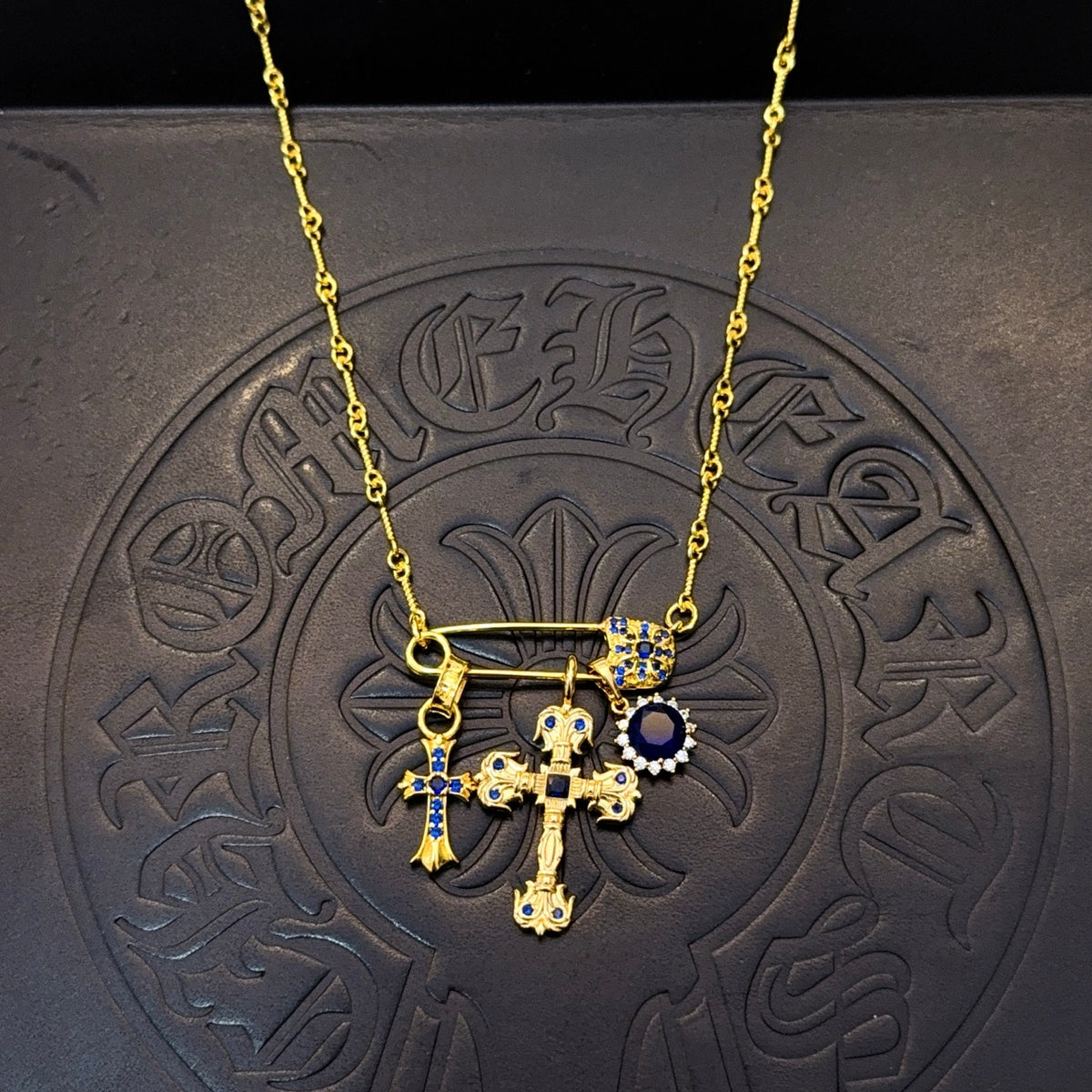 antique crystal cross Necklace for women - alternate angle view 8