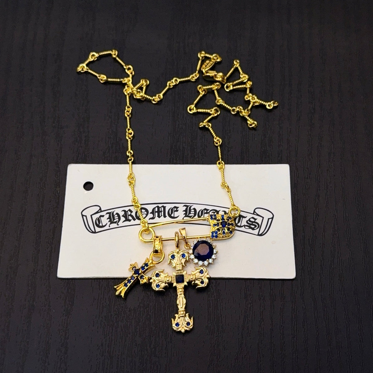 antique crystal cross Necklace for women - alternate angle view 7