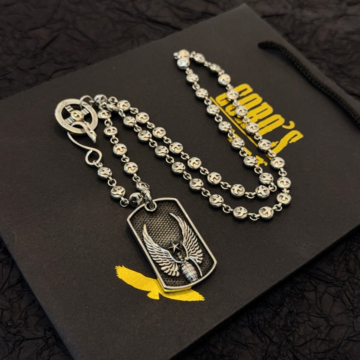 silver vintage Necklace for men - alternate angle view 4