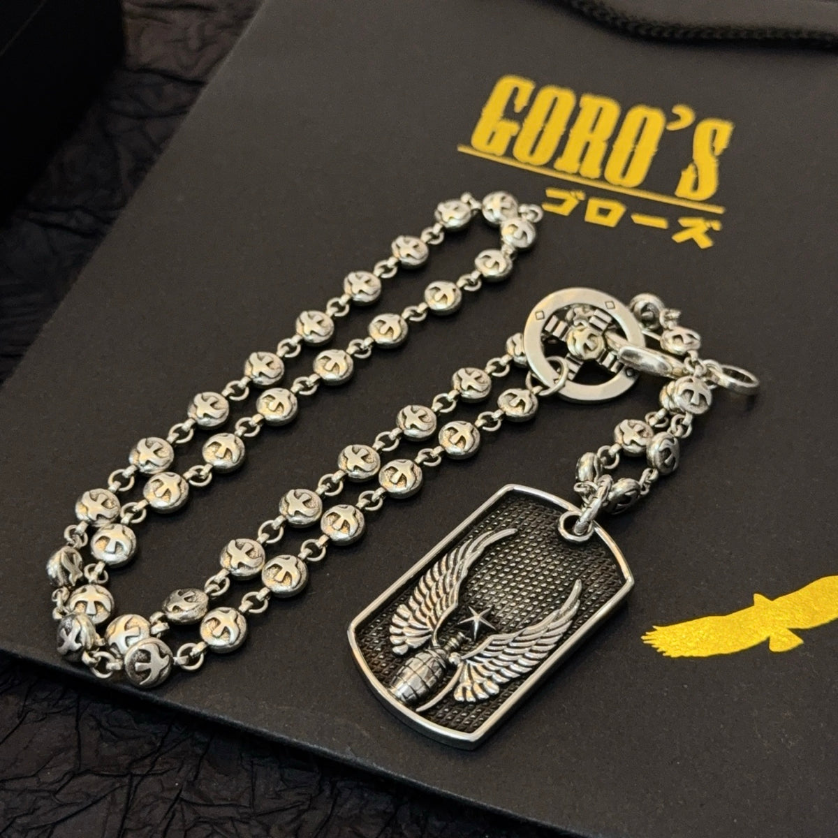 silver vintage Necklace for men - alternate angle view 6