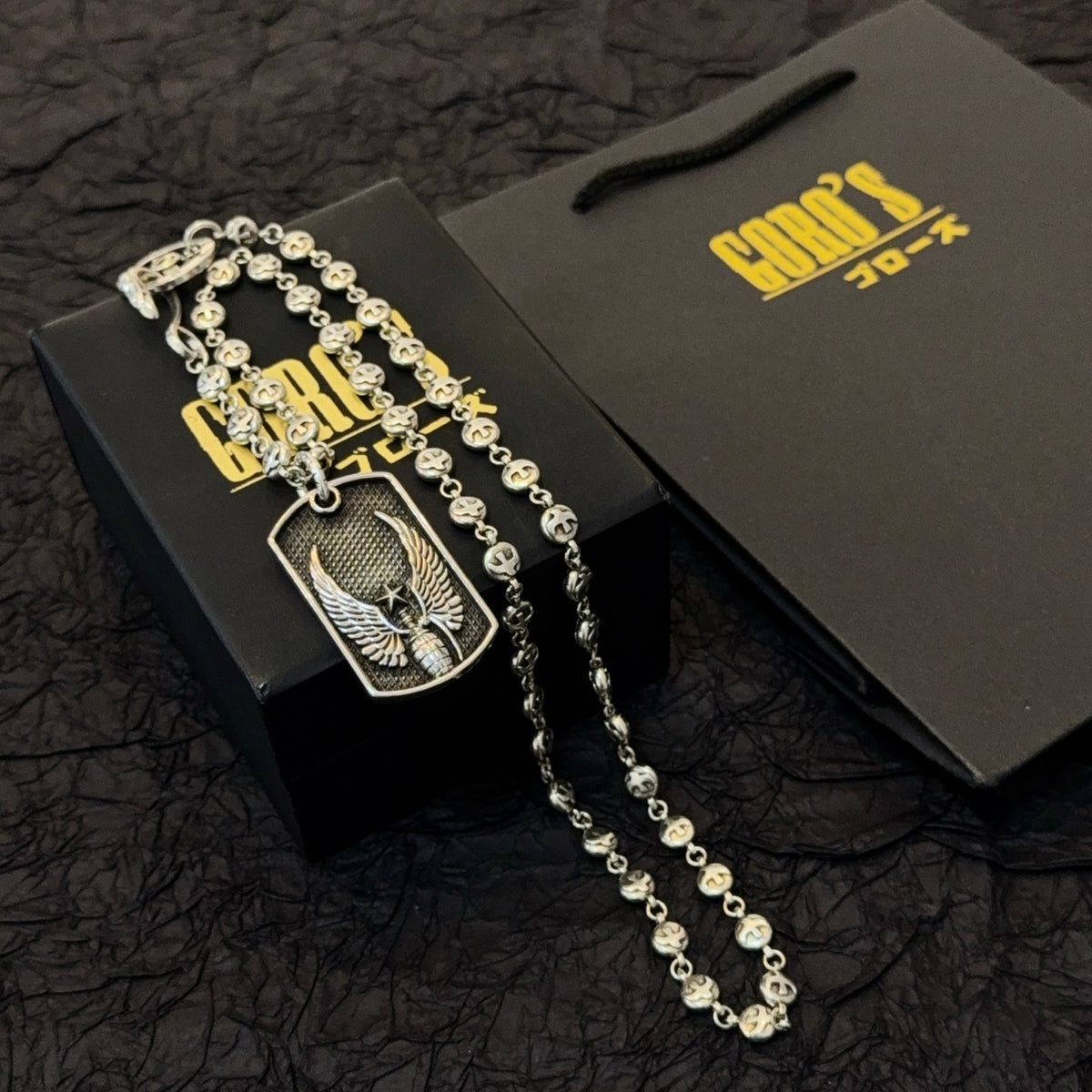 silver vintage Necklace for men - alternate angle view 7