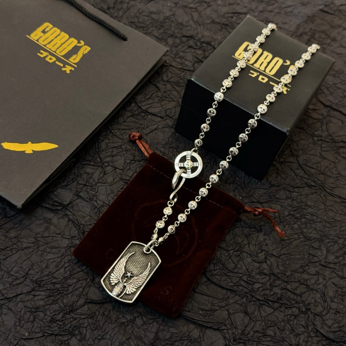 silver vintage Necklace for men - alternate angle view 2