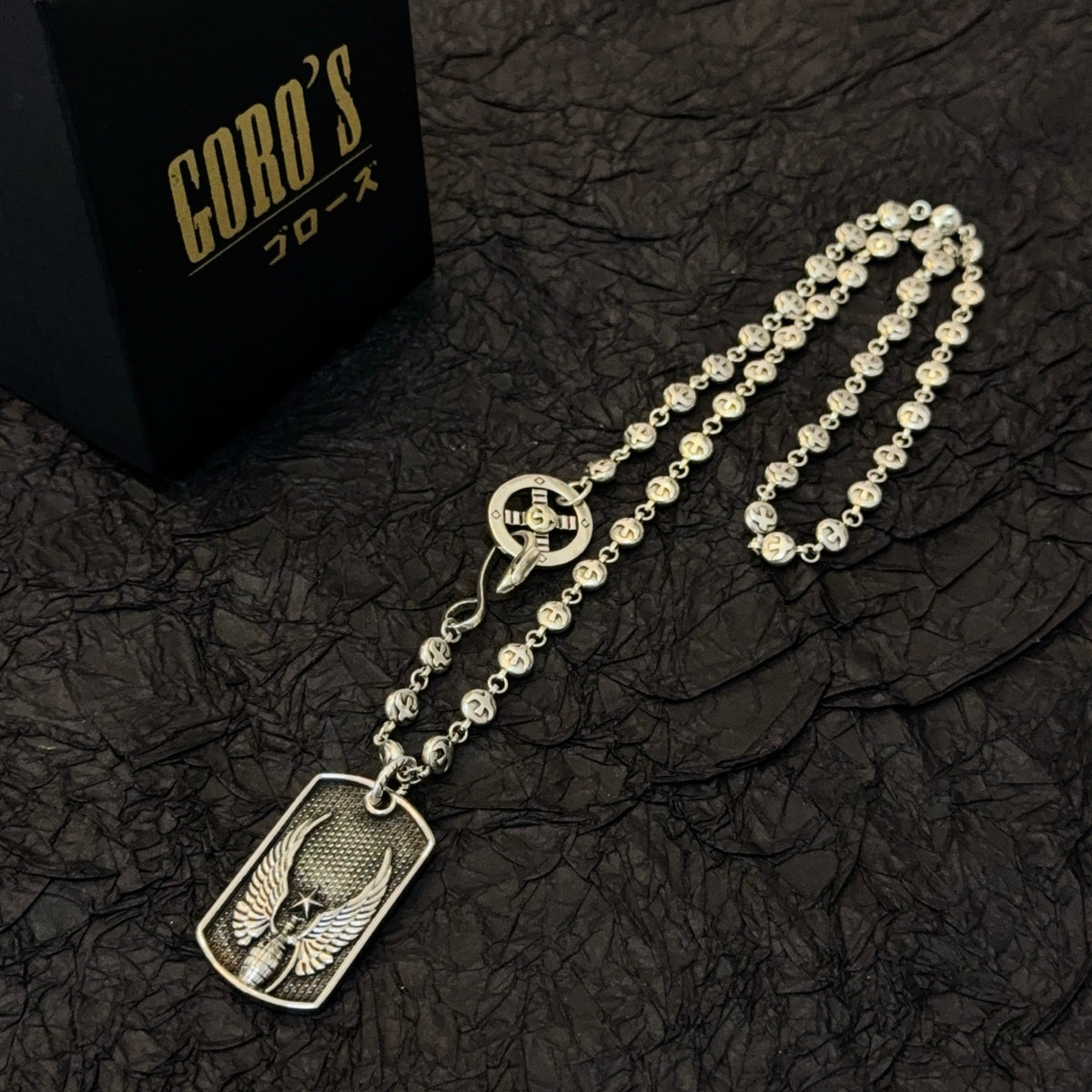 silver vintage Necklace for men - alternate angle view 8