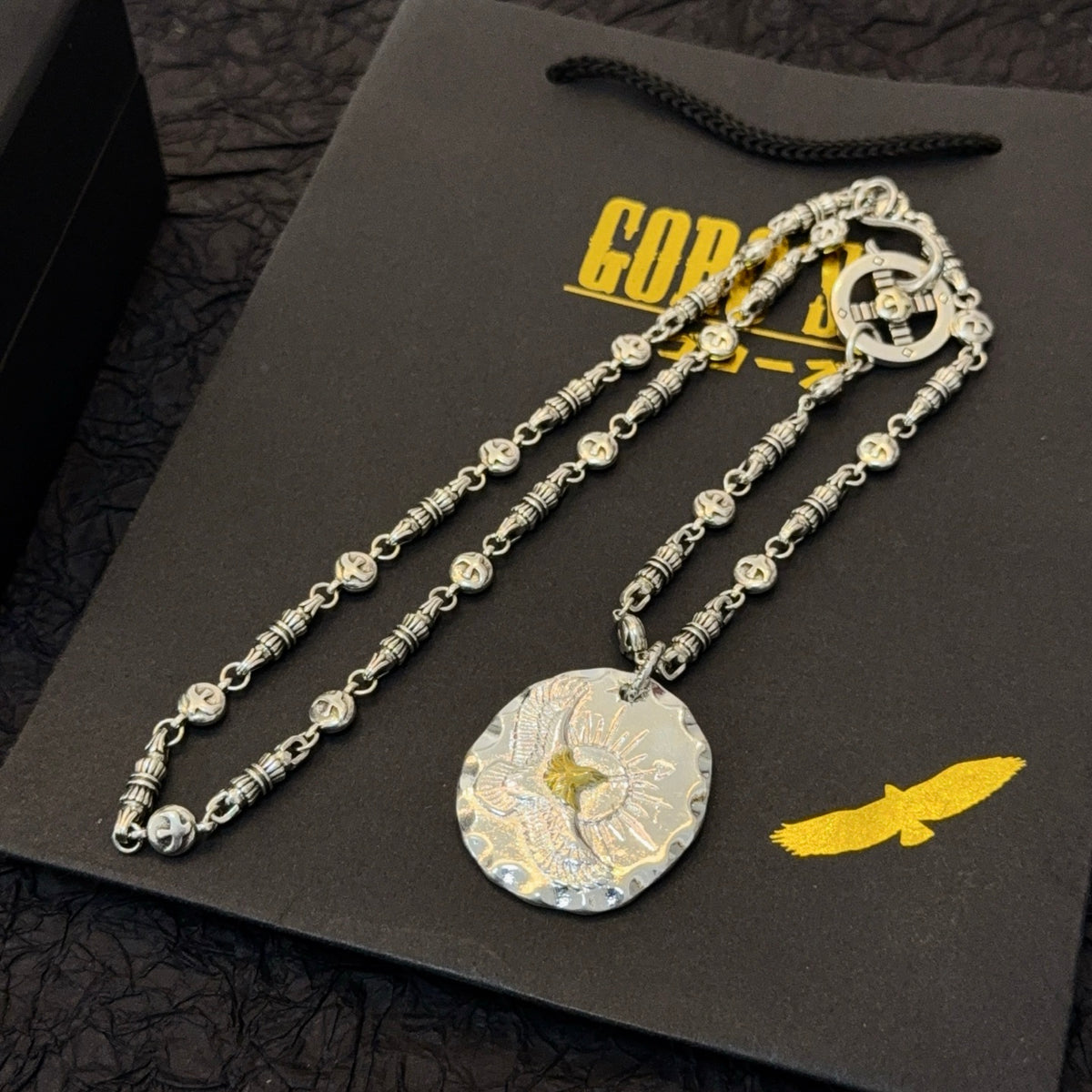 silver vintage Necklace for men - alternate angle view 9