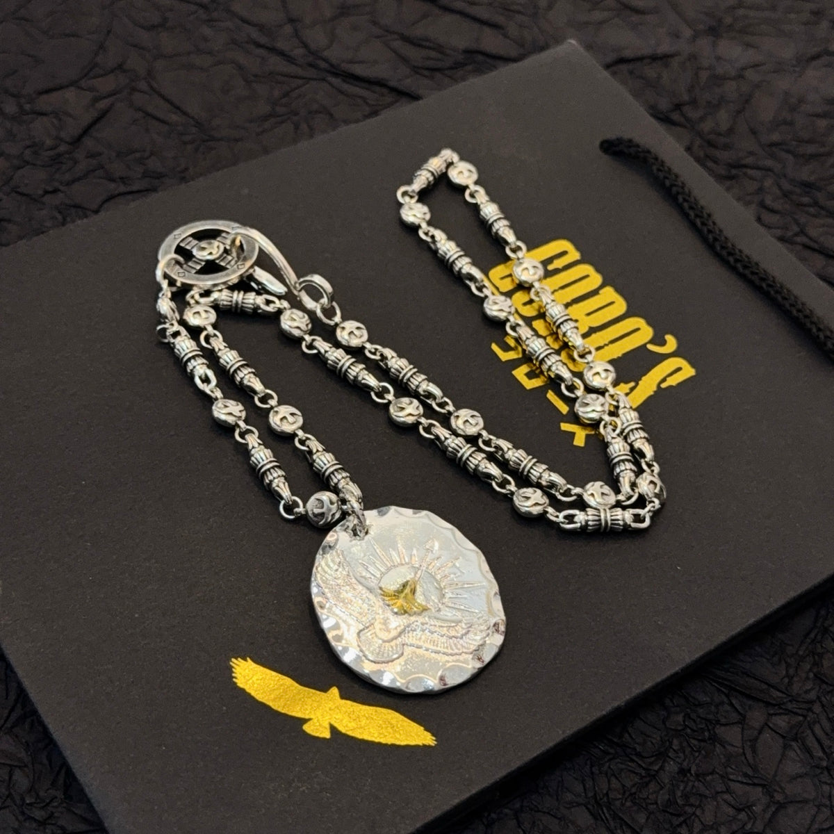 silver vintage Necklace for men - alternate angle view 4