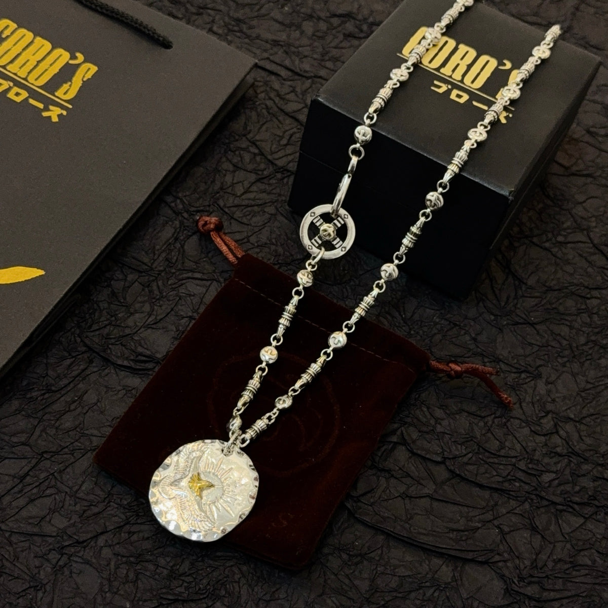 silver vintage Necklace for men - alternate angle view 2
