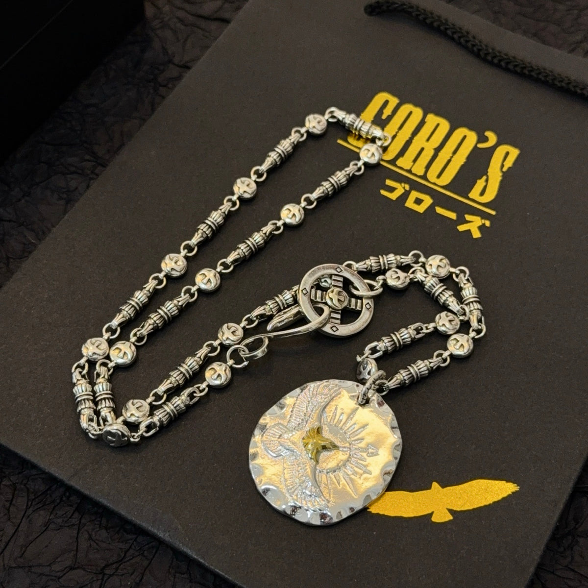 silver vintage Necklace for men - alternate angle view 6