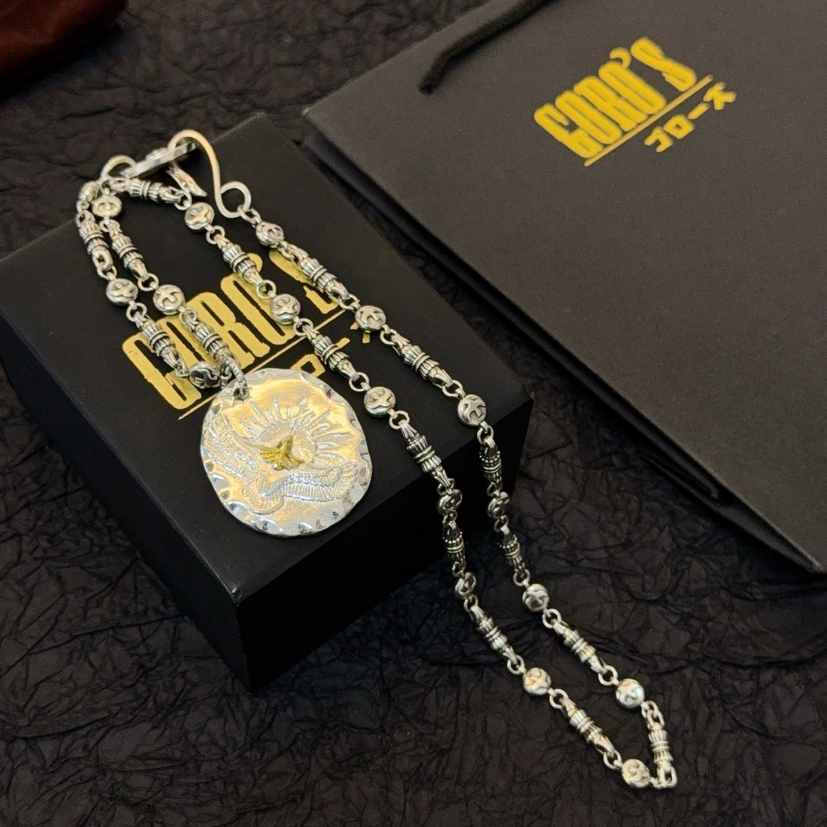 silver vintage Necklace for men - alternate angle view 8