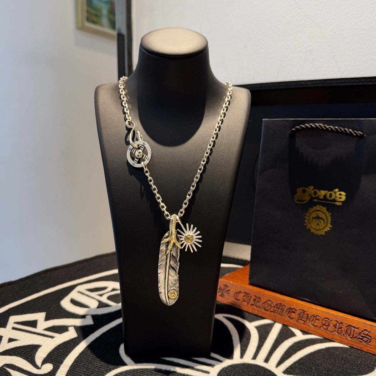 silver vintage Necklace for men - product detail view