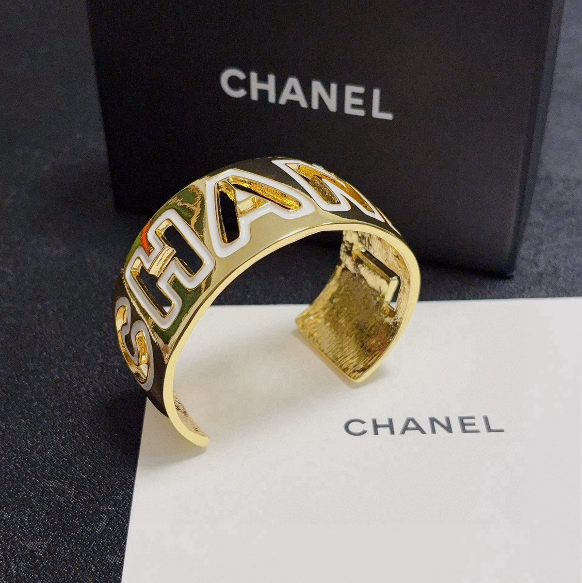 black and white hollow Bangle for women - alternate angle view 4